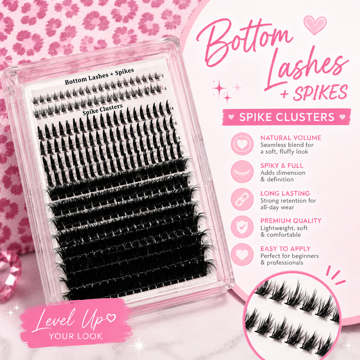 Fluffy Lash + spikes + bottom lash Cluster Kit
